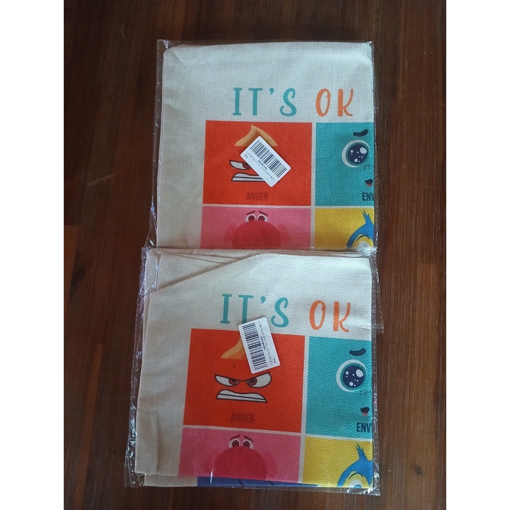 2 Inside Out 2‎ Pillow Case Burlap/canvas 18 by 18" Tuocyerd Double-sided C4